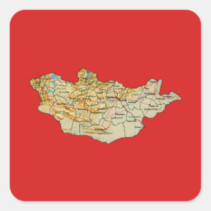 Mongolië Kaart Sticker