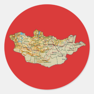 Mongolië Kaart Sticker
