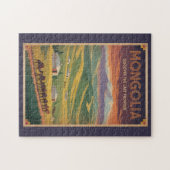 Mongolië Kamelen Yurt Illustratie Reis Kunst Retro Legpuzzel (Horizontaal)