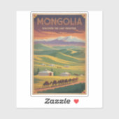 Mongolië Kamelen Yurt Illustratie Reis Kunst Retro Sticker (Vel)