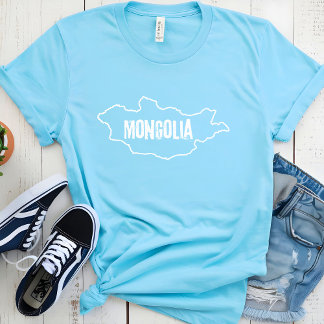 Mongolië Landkaart Mongoolse Grens Omtreklijn T-shirt
