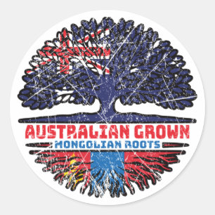 Mongolië-Mongoolse Australische boomstammen Ronde Sticker