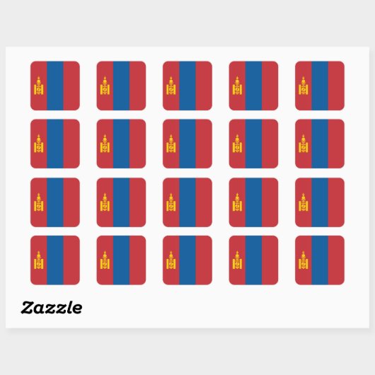 Mongolië - Mongoolse vlag Vierkante Sticker (Vel)