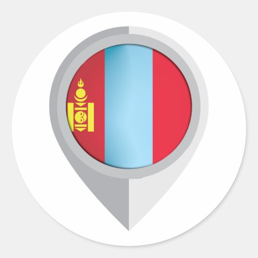 Mongolië Pin Locatie Vlag Ronde Sticker (Voorkant)