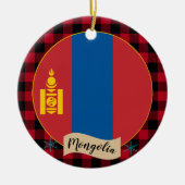 Mongolië, Rode buffelplein en Mongoolse vlag Keramisch Ornament (Voorkant)