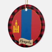 Mongolië, Rode buffelplein en Mongoolse vlag Keramisch Ornament (Links)