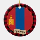Mongolië, Rode buffelplein en Mongoolse vlag Keramisch Ornament (Achterkant)