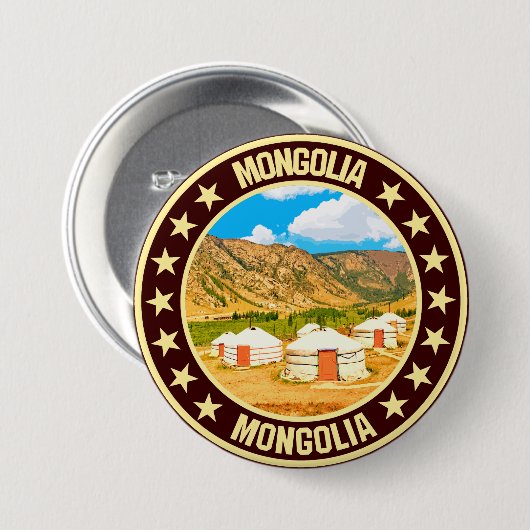 Mongolië Ronde Button 7,6 Cm (Voorkant /achterkant)