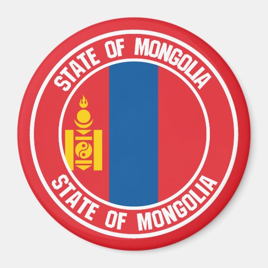 Mongolië Round Emblem Magneet (Voorkant)