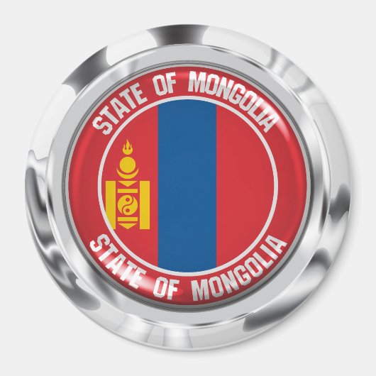 Mongolië Round Emblem Magneet (Voorkant)
