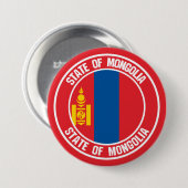 Mongolië Round Emblem Ronde Button 7,6 Cm (Voorkant /achterkant)