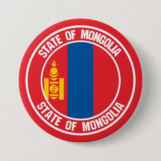Mongolië Round Emblem Ronde Button 7,6 Cm (Voorkant)