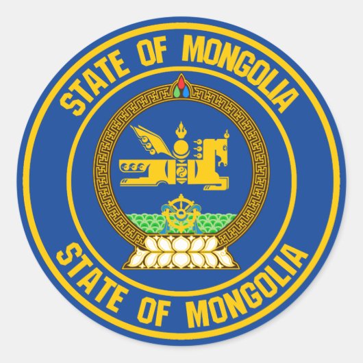 Mongolië Round Emblem Ronde Sticker (Voorkant)