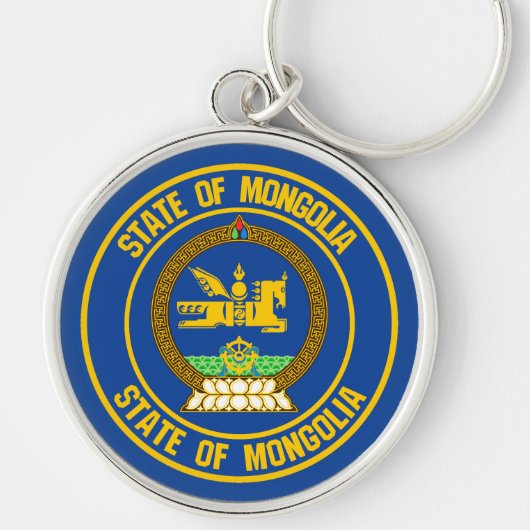 Mongolië Round Emblem Sleutelhanger (Voorkant)