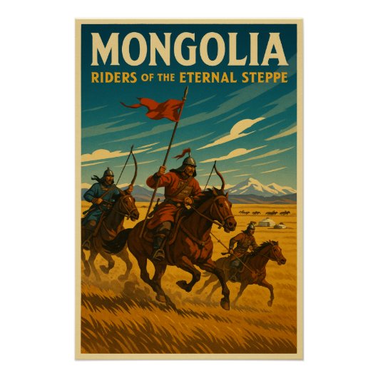 Mongolië - Ruiters van de Eeuwige steppe Perfect Poster (Voorkant)