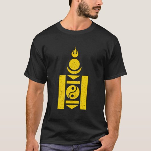 Mongolië Sojombo Symbool Mongolain Vlag T-shirt (Voorkant)