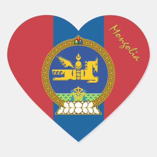 Mongolië Sticker, Hart, Patriottische Mongoolse Vl Hart Sticker (Voorkant)