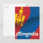 Mongolië vintage stijl reisposter briefkaart (Voorkant / Achterkant)