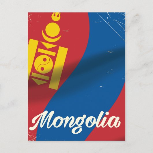 Mongolië vintage stijl reisposter briefkaart (Voorkant)