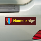 Mongolië Vlag Hart + Landkaart Bumpersticker (Op auto)