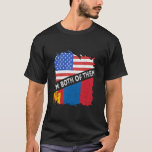 Mongolië Vlag Ik ben beiden USA Amerika Mongolen T-shirt