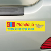 Mongolië Vlag + Kaart Bumpersticker (Op auto)