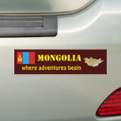 Mongolië Vlag + Kaart Bumpersticker (Op auto)