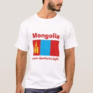 Mongolië Vlag + Kaart + Tekst T-shirt