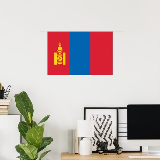 Mongolië vlag poster (Thuiskantoor)