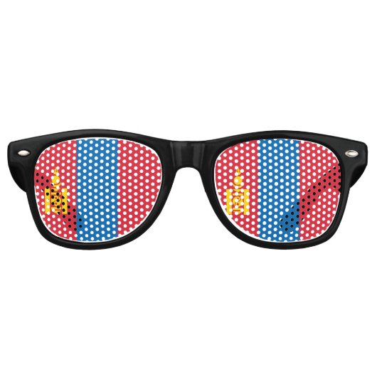 Mongolië vlag retro zonnebril (Voorkant)