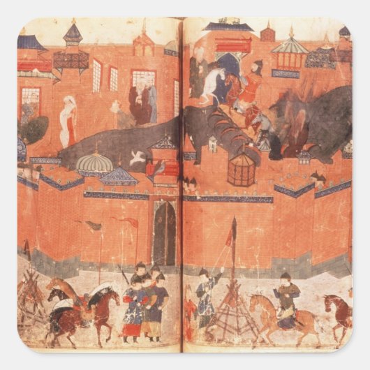 Mongols onder leiding van Hulagu Khan Vierkante Sticker (Voorkant)