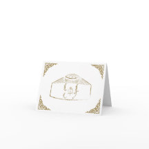 Mongoolse bruiloft uitnodiging: crème en goud