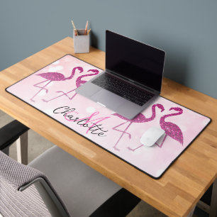 Mongoolse flamingos Roze glitter sparren Monogram Bureaumat