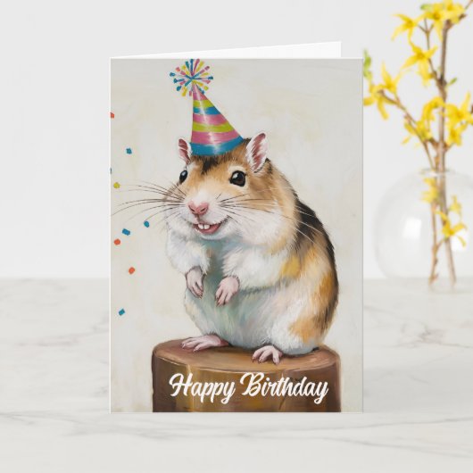 Mongoolse Gerbil confetti Kaart (Gele Bloem)