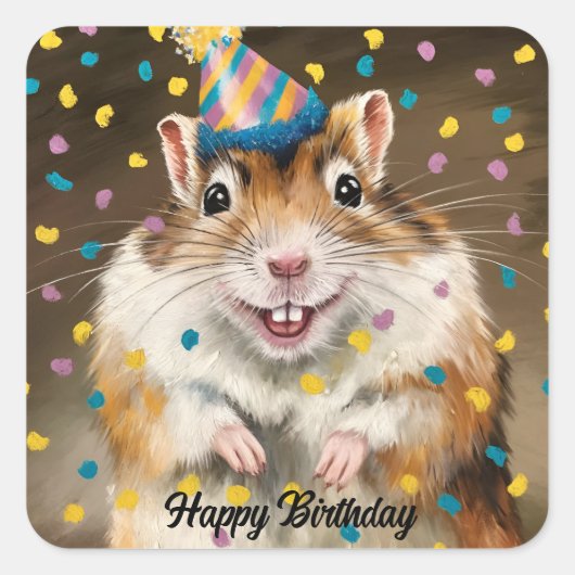 Mongoolse Gerbil confetti Vierkante Sticker (Voorkant)
