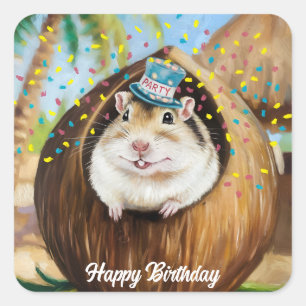Mongoolse Gerbil in kokoshuis Vierkante Sticker