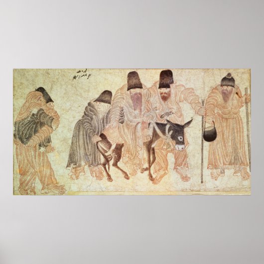Mongoolse nomaden met een ezel, 15e eeuw poster (Voorkant)