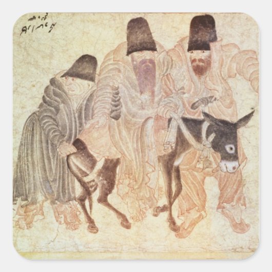 Mongoolse nomaden met een ezel, 15e eeuw vierkante sticker (Voorkant)