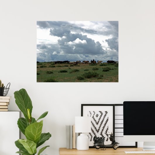 Mongoolse paarden poster (Thuiskantoor)