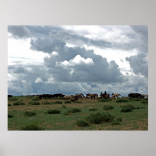 Mongoolse paarden poster