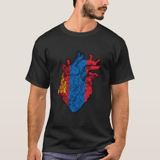 Mongoolse trots Mongolië Vlag Hart Mongoolse Worte T-shirt (Voorkant)