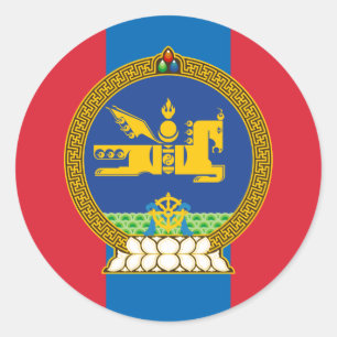 Mongoolse Vlag & Embleem, Vlag van Mongolië Ronde Sticker