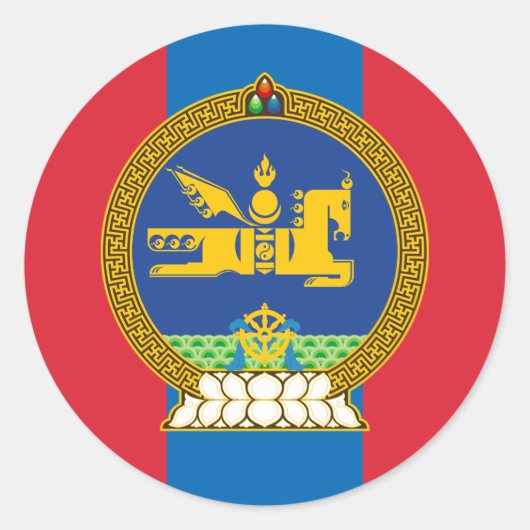 Mongoolse Vlag & Embleem, Vlag van Mongolië Ronde Sticker (Voorkant)