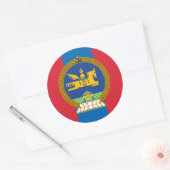 Mongoolse Vlag & Embleem, Vlag van Mongolië Ronde Sticker (Envelop)