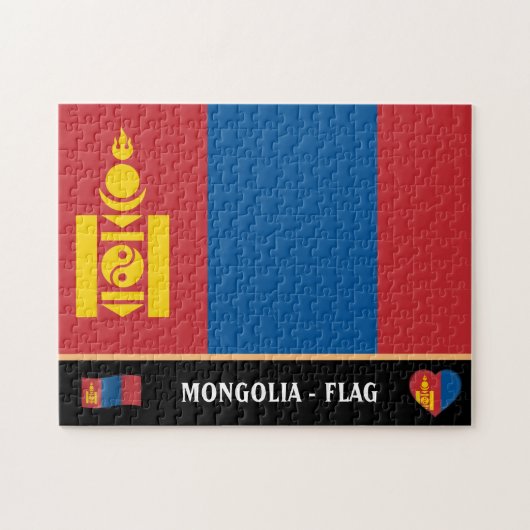 Mongoolse vlag en Mongoolse staat/Mongolië Legpuzzel (Horizontaal)