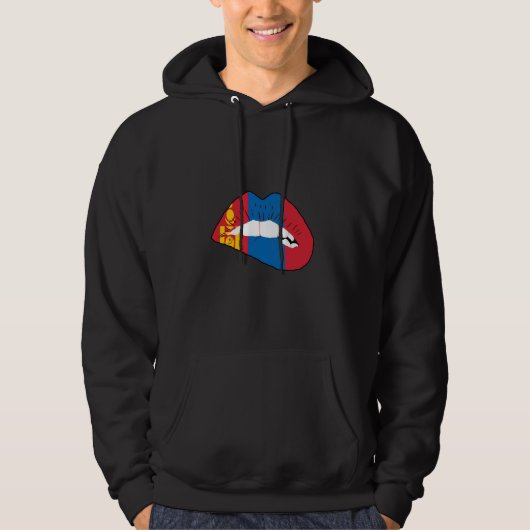 Mongoolse vlag Mongoolse trots Lip Mongoolse worte Hoodie (Voorkant)