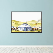 Mongoolse yourte canvas afdruk (Insitu (Houten vloer))