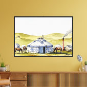 Mongoolse yourte canvas afdruk (Insitu (Woonkamer))
