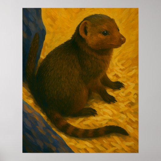 Mongoose tussen stroschilderij poster (Voorkant)
