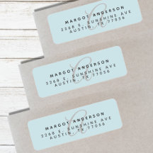 Mongoram Chic Stijlvol Schrift Blauw Retouradres